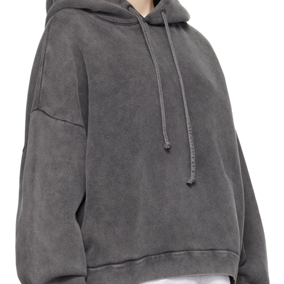 Acne Studios - gray drawstring hoodie cropped - Picture 8 of 11